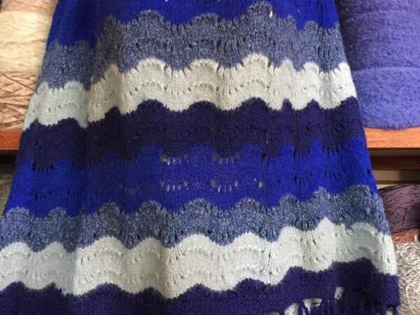 Poncho Tejido Ondas Azul